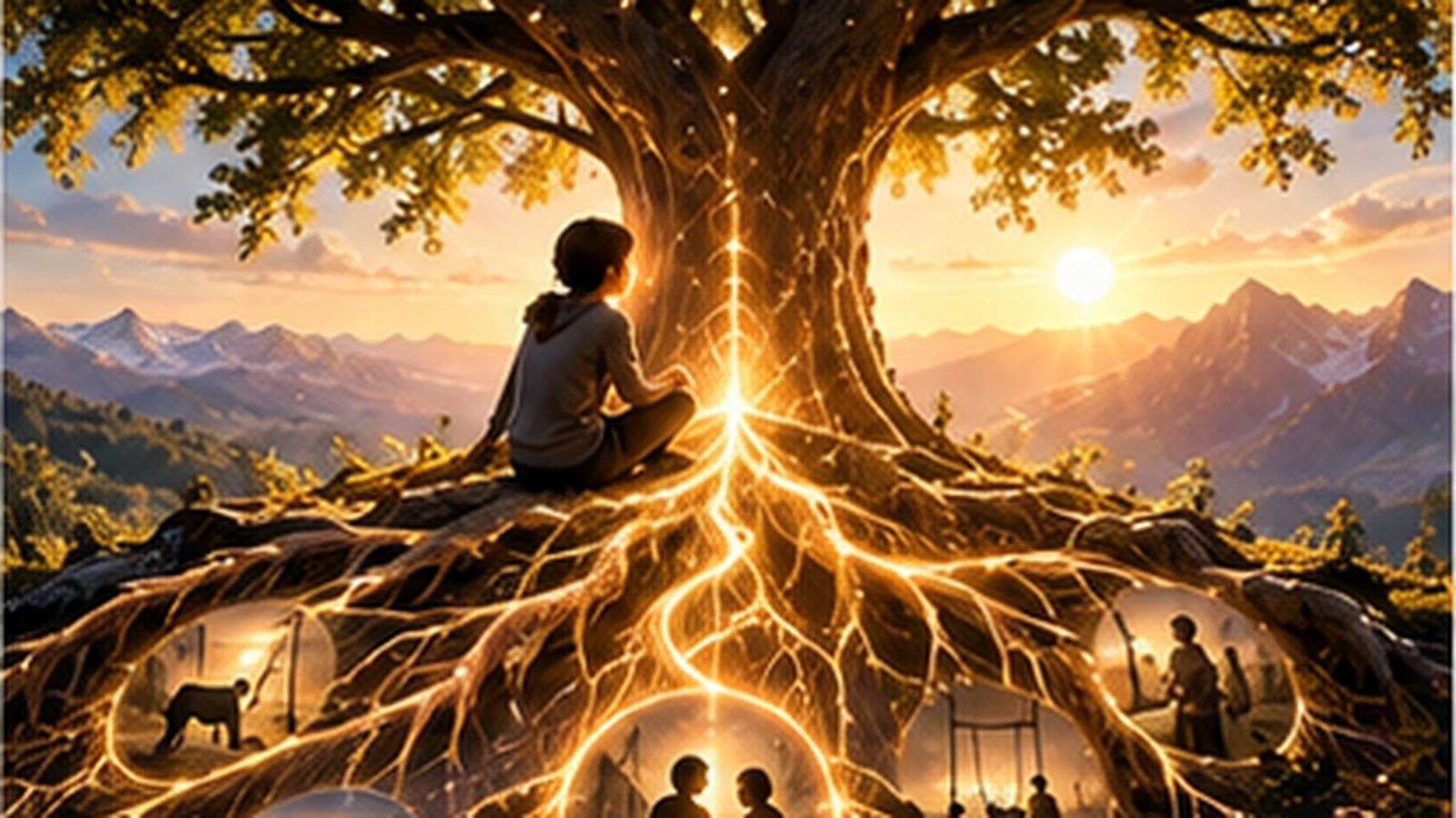 Baum mit tiefen Wurzeln als Symbol für Erfahrungen, Prägung und Entwicklung